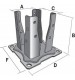 Pied de poteau carré 4 angles sur platine